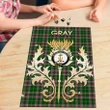 Gray Hunting Clan Name Crest Tartan Thistle Scotland Jigsaw Puzzle