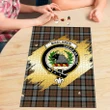 MacLaren Weathered Clan Crest Tartan Jigsaw Puzzle Gold