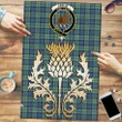 Leslie Hunting Ancient Clan Crest Tartan Thistle Gold Jigsaw Puzzle