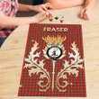 Fraser Weathered Clan Name Crest Tartan Thistle Scotland Jigsaw Puzzle