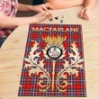MacFarlane Modern Clan Name Crest Tartan Thistle Scotland Jigsaw Puzzle