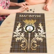 MacIntyre Hunting Weathered Clan Name Crest Tartan Thistle Scotland Jigsaw Puzzle
