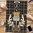 MacKay Weathered Clan Crest Tartan Thistle Gold Jigsaw Puzzle