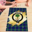 Hamilton Hunting Modern Clan Crest Tartan Jigsaw Puzzle Gold
