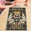 MacLeod of Harris Weathered Clan Name Crest Tartan Thistle Scotland Jigsaw Puzzle