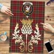 Lindsay Weathered Clan Crest Tartan Thistle Gold Jigsaw Puzzle
