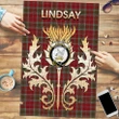 Lindsay Weathered Clan Name Crest Tartan Thistle Scotland Jigsaw Puzzle