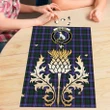 Hunter Modern Clan Crest Tartan Thistle Gold Jigsaw Puzzle