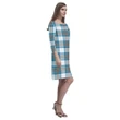 Tartan dresses - Stewart Muted Blue Tartan Dress - Round Neck Dress Clan Badge TH8