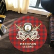 Matheson Modern Clan Crest Tartan Courage Sword Round Rug