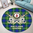 Maitland Clan Crest Tartan Courage Sword Round Rug
