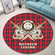 Ruthven Modern Clan Crest Tartan Courage Sword Round Rug