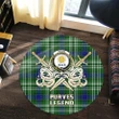 Purves Clan Crest Tartan Courage Sword Round Rug