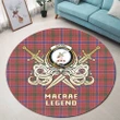 MacRae Ancient Clan Crest Tartan Courage Sword Round Rug