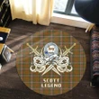 Scott Brown Modern Clan Crest Tartan Courage Sword Round Rug