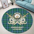 Urquhart Ancient Clan Crest Tartan Courage Sword Round Rug