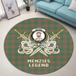 Menzies Green Ancient Clan Crest Tartan Courage Sword Round Rug