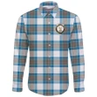 Stewart Muted Blue Tartan Clan Long Sleeve Button Shirt | Scottish Clan