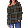 Tartan Womens Off Shoulder Sweater - BlackWatch Weathered - BN