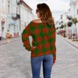 Tartan Womens Off Shoulder Sweater - Menzies Green Modern - BN