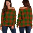 Tartan Womens Off Shoulder Sweater - Menzies Green Modern