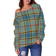 Tartan Womens Off Shoulder Sweater - Balfour Blue - BN