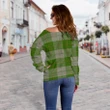 Tartan Womens Off Shoulder Sweater - Cunningham Dress Green Dancers - BN