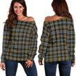 Tartan Womens Off Shoulder Sweater - Campbell Argyll Weathered
