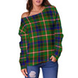 Tartan Womens Off Shoulder Sweater - Reid Green - BN