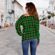 Tartan Womens Off Shoulder Sweater - Wallace Hunting - Green - BN