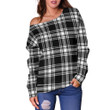 Tartan Womens Off Shoulder Sweater - Menzies Black & White Modern - BN