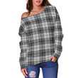 Tartan Womens Off Shoulder Sweater - Douglas Grey Modern - BN