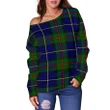 Tartan Womens Off Shoulder Sweater - MacLeod Of Harris Modern - BN