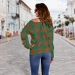 Tartan Womens Off Shoulder Sweater - Menzies Green Ancient - BN