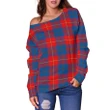 Tartan Womens Off Shoulder Sweater - Galloway Red - BN