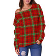 Tartan Womens Off Shoulder Sweater - Morrison Red Modern - BN