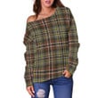 Tartan Womens Off Shoulder Sweater - Scott Green Weathered - BN