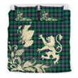 Urquhart Broad Red Ancient Tartan Scotland Lion Thistle Map Bedding Set HJ4