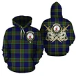 Colquhoun Modern Clan Crest Tartan Scottish Gold Thistle Hoodie K32