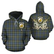 Campbell Faded Clan Crest Tartan Scottish Gold Thistle Hoodie K32