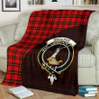 Wallace Hunting - Red Tartan Clan Badge Premium Blanket Wave Style TH8