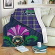 Kinnaird Crest Tartan Blanket Scotland Thistle A30