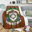 Leask Crest Tartan Blanket Thistle  | Tartan Home Decor | Scottish Clan