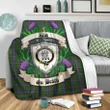 Strange of Balkaskie Crest Tartan Blanket Thistle  | Tartan Home Decor | Scottish Clan