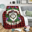 MacQueen Modern Crest Tartan Blanket Thistle  | Tartan Home Decor | Scottish Clan