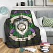 MacMillan Hunting Modern Crest Tartan Blanket Thistle  | Tartan Home Decor | Scottish Clan