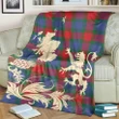 Marjoribanks Tartan Scotland Lion Thistle Map Premium Blanket Hj4