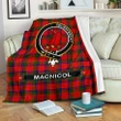 MacNicol (of Scorrybreac) Crest Tartan Blanket | Tartan Home Decor | Scottish Clan