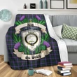 Hunter Modern Crest Tartan Blanket Thistle  | Tartan Home Decor | Scottish Clan