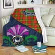 Leask Crest Tartan Blanket Scotland Thistle A30